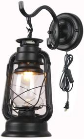 img 4 attached to 🌟 Stylish Kerosene Wall Sconce Plug-in Lantern Wall Lamp for Living Room, Bedroom, Bedside, Hotel - Black Color