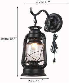 img 3 attached to 🌟 Stylish Kerosene Wall Sconce Plug-in Lantern Wall Lamp for Living Room, Bedroom, Bedside, Hotel - Black Color