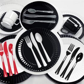 img 1 attached to SEO-Optimized Party Essentials: 96-Piece Set with 🎉 32 Place Settings - Model N1224RD, 4 Inches