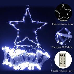 img 2 attached to 🌟 Waterfall Christmas String Lights - 335 LED Star Hanging Twinkle Fairy Curtain Lights for Party Wedding Patio Indoor Outdoor Decor - Water Flow Lights in Warm White (Waterfall-Cool White)
