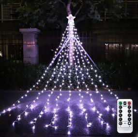 img 4 attached to 🌟 Waterfall Christmas String Lights - 335 LED Star Hanging Twinkle Fairy Curtain Lights for Party Wedding Patio Indoor Outdoor Decor - Water Flow Lights in Warm White (Waterfall-Cool White)