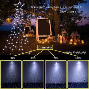 img 1 attached to 🌟 Waterfall Christmas String Lights - 335 LED Star Hanging Twinkle Fairy Curtain Lights for Party Wedding Patio Indoor Outdoor Decor - Water Flow Lights in Warm White (Waterfall-Cool White)