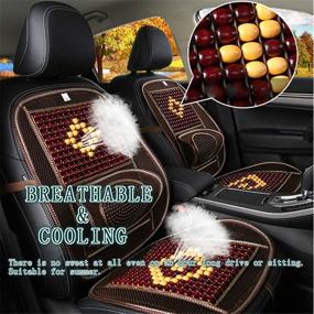 img 1 attached to 🚗 Car Seat Chair Support Cushion: Wood Beaded Comfort Cover with Cooling Ventilated Mesh, Lumbar Back Brace, and Massage for Enhanced Comfort