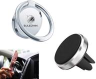 phone ring holder for hand 360° rotation metal phone grip with magnetic phone car mount holder car air vent magnetic mount car phone holder for iphone 11 pro xs max xr x 8 all smartphone (silver-2) logo