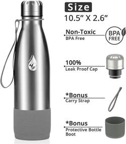 img 1 attached to Extremus 421 Hydration Vacuum Insulated Water Bottle: Ultimate Stainless Steel Double Wall Thermos, 17 Oz, Leakproof Top, Carry Strap & Bottle Boot