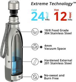 img 2 attached to Extremus 421 Hydration Vacuum Insulated Water Bottle: Ultimate Stainless Steel Double Wall Thermos, 17 Oz, Leakproof Top, Carry Strap & Bottle Boot