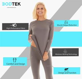 img 2 attached to 🔥 Bodtek Women's Cold Weather Thermal Long Underwear Set - Premium Fleece Lined Long John Base Layer Top and Bottom