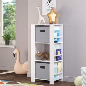 img 3 attached to 📚 RiverRidge Book Nook Collection Kids Cubby Bookshelves - White with Gray Bins: Organize Books and Toys Effortlessly