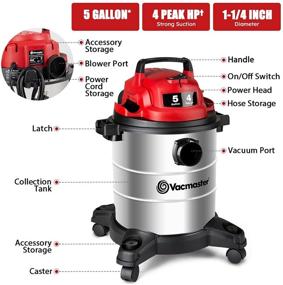 img 3 attached to Powerful Vacmaster VOC508S 1102: 5 Gallon Stainless Steel Wet Dry Shop Vacuum + 3 Gallon Ash Tank Combo