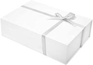 mesha 1pack large white gift boxes with lids: magnetic & ribboned for bridesmaid proposals, birthdays, parties, weddings - bulk cardboard wrapping boxes in 13.5x9x4 size logo