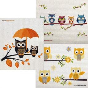 img 2 attached to 🦉 Premium Mixed Owls Set of 3 Cloths - Made in the USA, Swedish Dishcloths for ECO-Friendly Cleaning, Absorbent & Reusable