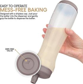 img 1 attached to Exultimate Pancake Batter Dispenser Pen - Easy Squeeze Bottle with Drip-Proof Silicone Nozzle, Measurement Marker - 3 Cups, Grey - Ideal for Pancakes, Waffles, and Crepes