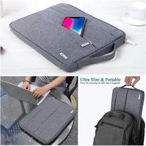 img 3 attached to V Voova 13 13.3 Inch Laptop Sleeve: Compatible with MacBook Air/Pro/M1, 👉 Surface Book 3/Laptop 4, HP Envy 13, Chromebook. Stylish Grey Carrying Case with Handle.