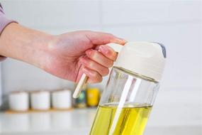 img 3 attached to 🍶 AINAAN Flip-Top Olive Oil Dispenser Bottle, Leakproof Condiment Container, Non-Slip Handle for Kitchen Cooking (500ml, Gray)