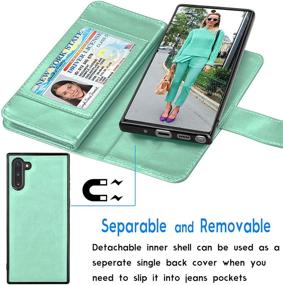 img 1 attached to 📱 Premium Galaxy Note 10 Wallet Case with Card Slots & Kickstand - Turquoise