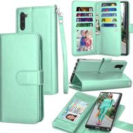 📱 premium galaxy note 10 wallet case with card slots & kickstand - turquoise logo