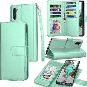 img 4 attached to 📱 Premium Galaxy Note 10 Wallet Case with Card Slots & Kickstand - Turquoise