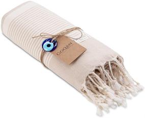 img 1 attached to Realgrandbazaar Luna Turkish Towels - 100% Cotton, Pre Washed, Sand Free, Quick Dry, Soft 39x71 Bath Turkish Towel Beach Towel for Adults, Oversized Clearance - Goqan by Realgrandbazaar (Beige)
