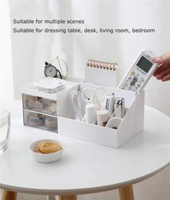 img 1 attached to 📦 Efficient Multifunction Desk Organizer: BREIS Makeup Storage for Various Cosmetics and Nail Polish - 9.65‘’x 4.8‘’x 3.67‘’, White