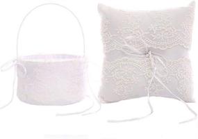 img 3 attached to 💍 Exquisite TRUE LOVE GIFT Ring Bearer Pillow and Wedding Flower Girl Basket Set: Elegant Lace, Pearl, and Rhinestones. Perfect for Weddings, Anniversaries, and Celebrations