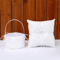 💍 exquisite true love gift ring bearer pillow and wedding flower girl basket set: elegant lace, pearl, and rhinestones. perfect for weddings, anniversaries, and celebrations logo
