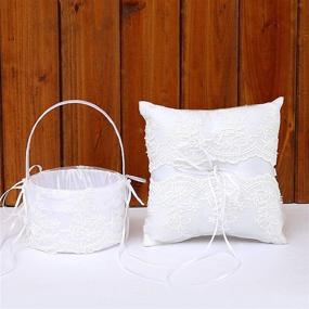 img 4 attached to 💍 Exquisite TRUE LOVE GIFT Ring Bearer Pillow and Wedding Flower Girl Basket Set: Elegant Lace, Pearl, and Rhinestones. Perfect for Weddings, Anniversaries, and Celebrations