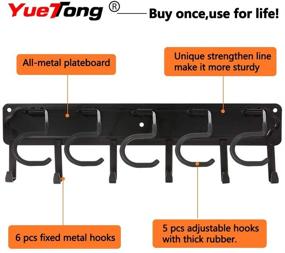 img 2 attached to 🧹 YueTong Adjustable All Metal Garden Tool Organizer for Garage Wall Storage - Heavy Duty Wall Mount Holder with Hooks for Broom, Rake, Mop, Shovel (3 Pack)