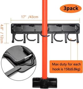 img 1 attached to 🧹 YueTong Adjustable All Metal Garden Tool Organizer for Garage Wall Storage - Heavy Duty Wall Mount Holder with Hooks for Broom, Rake, Mop, Shovel (3 Pack)