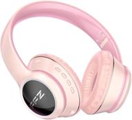 🎧 colorful led lights bluetooth v5.0 kids wireless headphones with built-in microphone, foldable headset & soft earpads, for school/car/airplane/ipad - pink logo