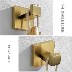 img 1 attached to 🛁 VELIMAX Premium Stainless Steel Towel Hook: Brushed Gold Square Robe Hook for Bathroom, Hotel, and More!