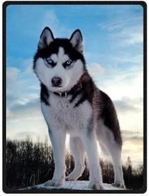 img 2 attached to 🐺 Premium 60" x 80" Blanket: Soft Cozy Warmth, Easy Care | White Black Husky Huskie Dogs