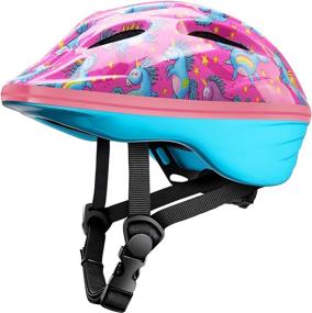 img 1 attached to 🦄 Adjustable Safety Kids Bike Helmet - Unicorn Design for Children ages 3-15 - OutdoorMaster, with 14 Vents for Multi-Sport Use