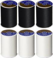 🎀 6-pack bundle - coats & clark dual duty all-purpose thread - 3 black + 3 white - three 400 yard spools each of black & white logo