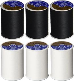 img 1 attached to 🎀 6-Pack Bundle - Coats & Clark Dual Duty All-Purpose Thread - 3 Black + 3 White - Three 400 Yard Spools each of Black & White