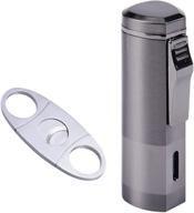 ultimate combo set: triple jet flame butane torch lighter & cigar cutter tool for cigarette cigars logo