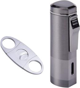 img 4 attached to Ultimate Combo Set: Triple Jet Flame Butane Torch Lighter & Cigar Cutter Tool for Cigarette Cigars