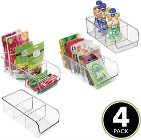 img 3 attached to 🍏 mDesign Clear Plastic Food Storage Bin Organizer for Kitchen Cabinet, Pantry, Shelf, Drawer, Fridge, Freezer Organization - 3 Compartments - Holds Snack Bars - Ligne Collection - 4 Pack