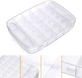 img 2 attached to 💎 OULII 30 Grids Clear Plastic Jewelry Box Organizer: The Ultimate Storage Solution for Makeup, Rings, Earrings, and Necklaces with Adjustable Dividers (Transparent)