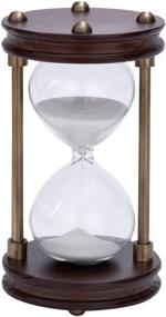 img 4 attached to ⏳ Artistically Carved Round Base Sand Timer: Deco 79 Wood Metal Glass Timer+