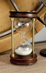 img 2 attached to ⏳ Artistically Carved Round Base Sand Timer: Deco 79 Wood Metal Glass Timer+