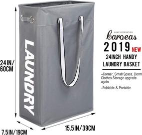 img 2 attached to 🧺 Hanging Laundry Basket Tall & Slim Hamper | Caroeas 24" Cloth Clothes Basket Waterproof Laundry Bag | Collapsible Travel Laundry Bag with Breathable Mesh Cover & Soft Handle for Home & Travel (Grey1)