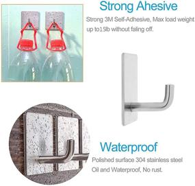 img 3 attached to NICICCUSI 5 Pack Heavy Duty Adhesive Hooks - Waterproof Stainless Steel Wall Hooks 🔗 for Hanging Towels, Sturdy and Strong Hooks for Bathrooms, Living Room, Bedroom, Kitchen, and Office