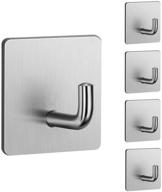 niciccusi 5 pack heavy duty adhesive hooks - waterproof stainless steel wall hooks 🔗 for hanging towels, sturdy and strong hooks for bathrooms, living room, bedroom, kitchen, and office logo