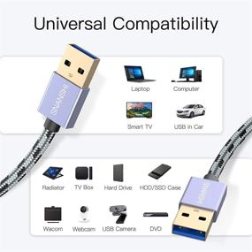 img 3 attached to 🔌 Кабель USB 3.0 Высокой Скорости, Мужской-Мужской, 1.5 фута, Передача Данных для Корпусов Жестких Дисков, Охлаждающих Подставок для Ноутбуков, Модемов, Камер - Нейлоновое оплетение, Алюминиевая Оболочка от SNANSHI