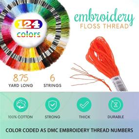 img 2 attached to 🧵 RELIAN Embroidery Kit: Complete Cross Stitch Tool Set for Beginners with 124 Color Threads, 40 Sewing Pins, 5 Bamboo Hoops, Circular Gift Bag