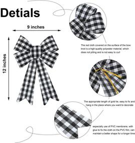 img 3 attached to 🎀 WILLBOND 6-Piece Large Christmas Wreath Bow: Buffalo Plaid PVC Plastic Xmas Check Wrapping Bow for Indoor & Outdoor Decorations (Black and White)