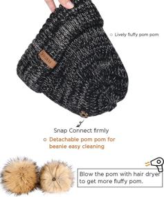 img 3 attached to 🧣 Cute Winter Beanie Hats for Women and Girls - Warm Knit Hats with Double Faux Fur Pom Poms by FURTALK