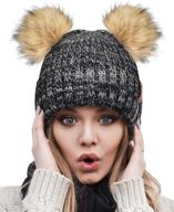 🧣 cute winter beanie hats for women and girls - warm knit hats with double faux fur pom poms by furtalk logo