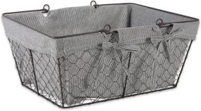 img 4 attached to 🐔 DII Farmhouse Chicken Wire Egg Storage Baskets - Stripes, 16x12x7.88 with Liner
