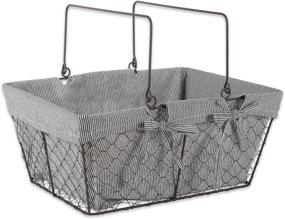 img 3 attached to 🐔 DII Farmhouse Chicken Wire Egg Storage Baskets - Stripes, 16x12x7.88 with Liner